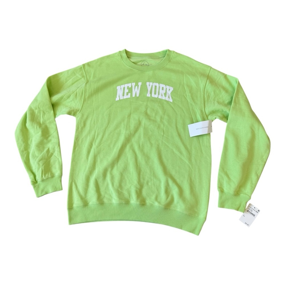 NWT Urban Outfitters Neon Green New York Crewneck Sweatshirt large